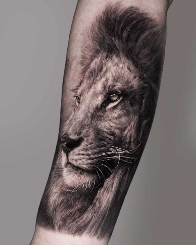 lion realistic tattoo
