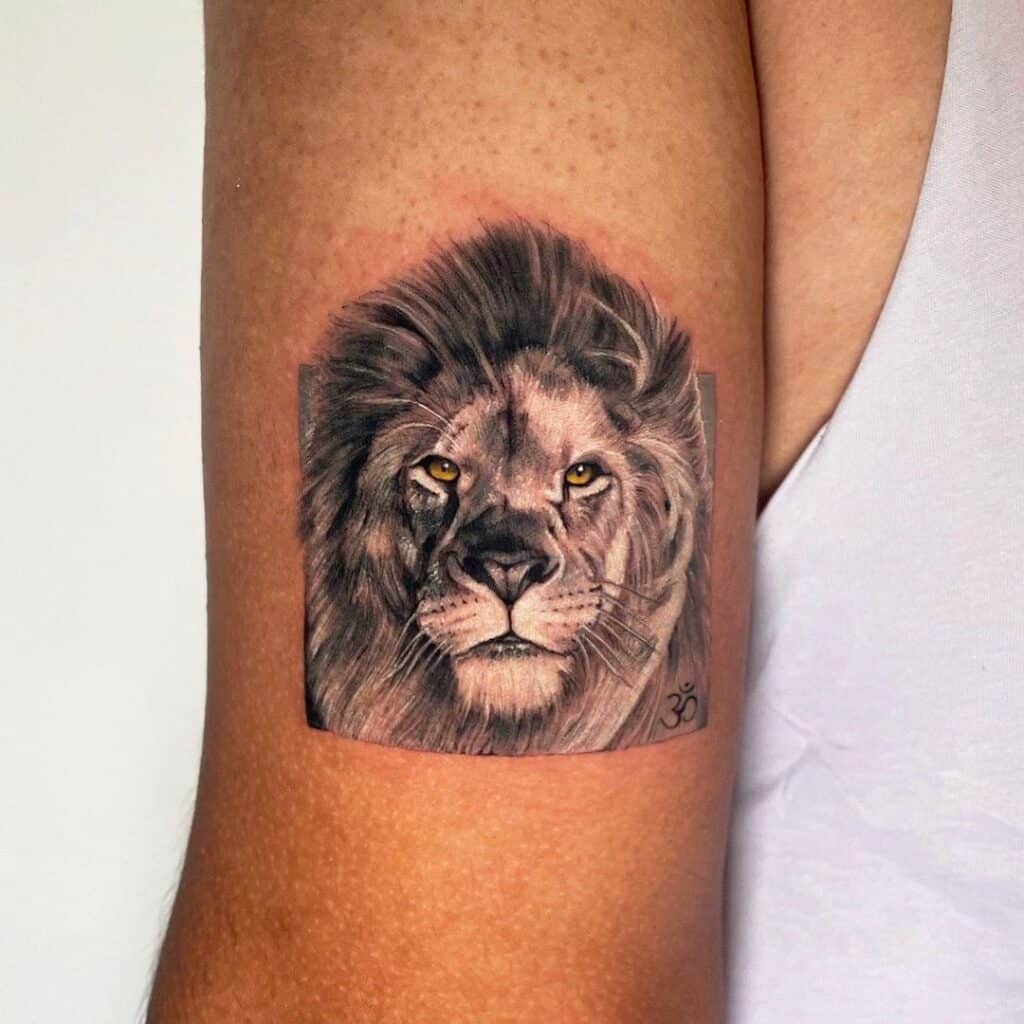 lion face in front tattoo