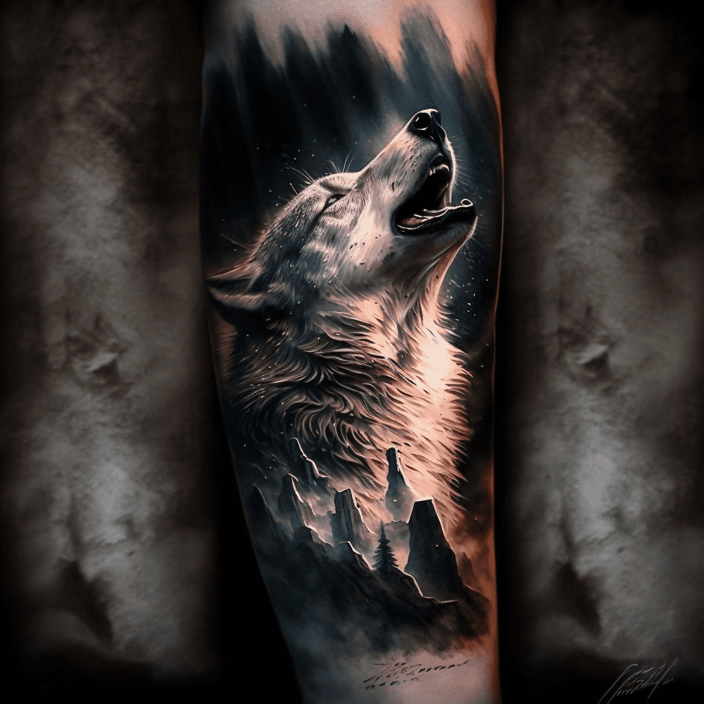 Realism wolf tattoo