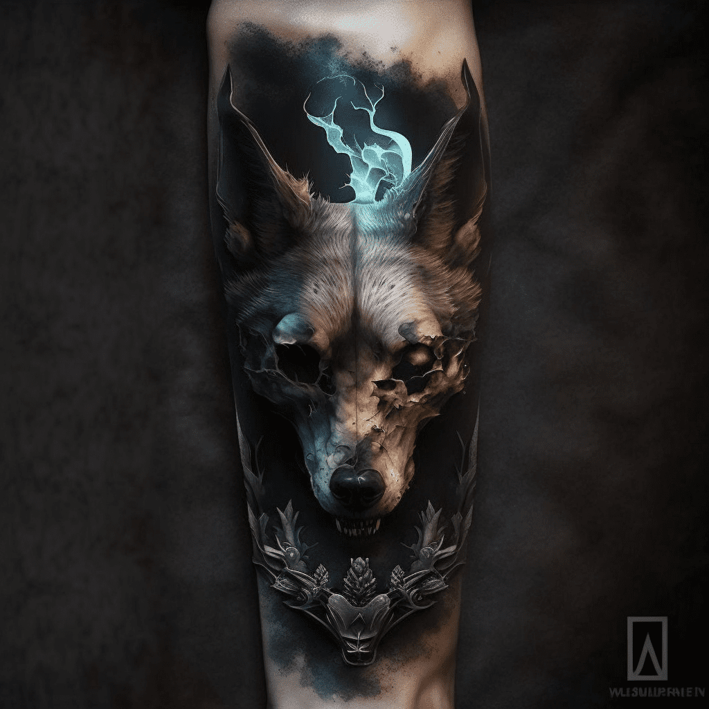 Wolf Skull Tattoo on forearm