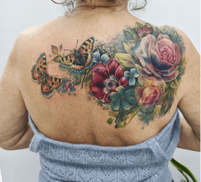Premium Photo | Isolated Watercolor Flower Tattoo Design