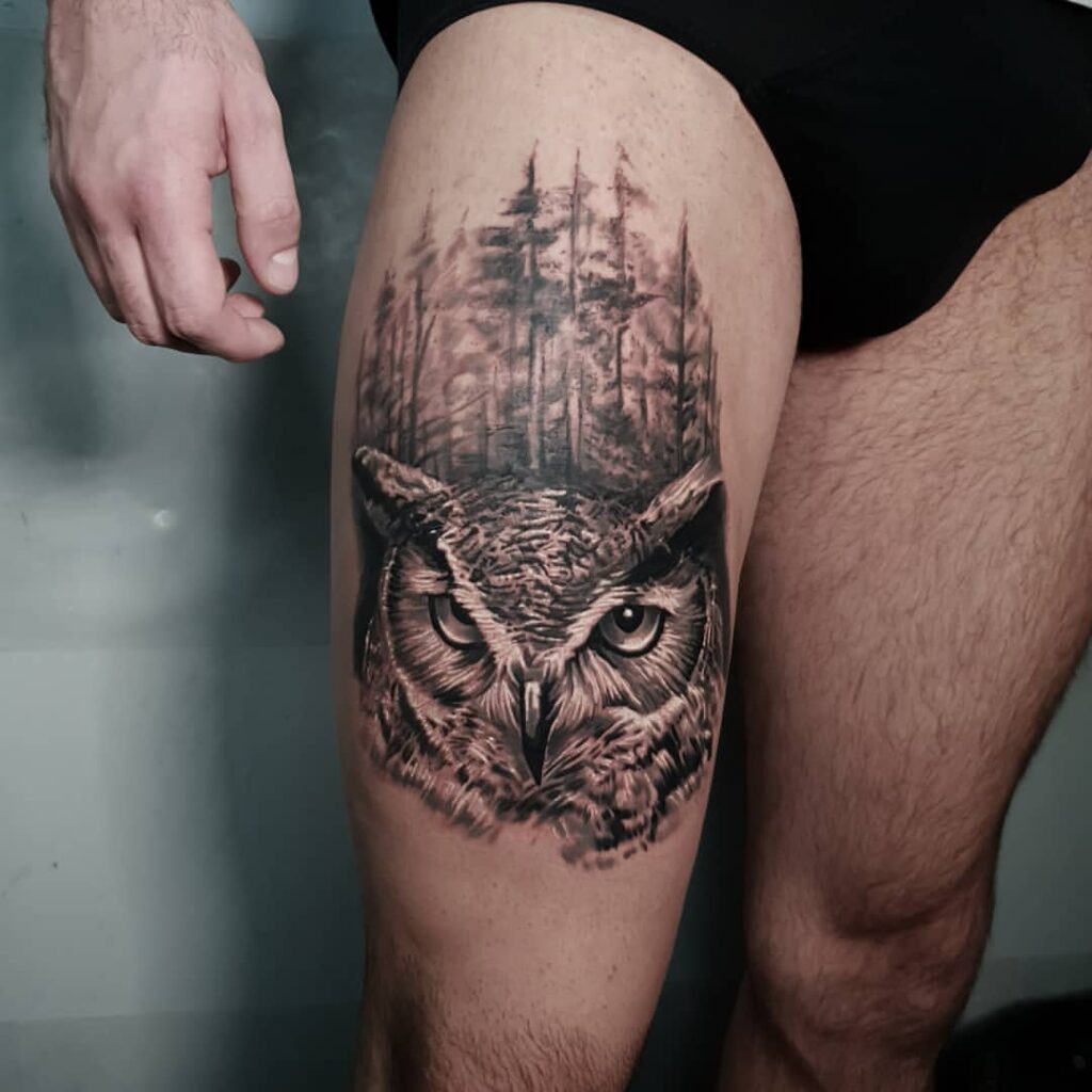 Owl back tattoo #tattooidea #tattoo #blackandgrey #tattoos #tattooart ... |  TikTok