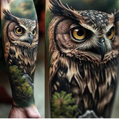 Owl neck tattoo