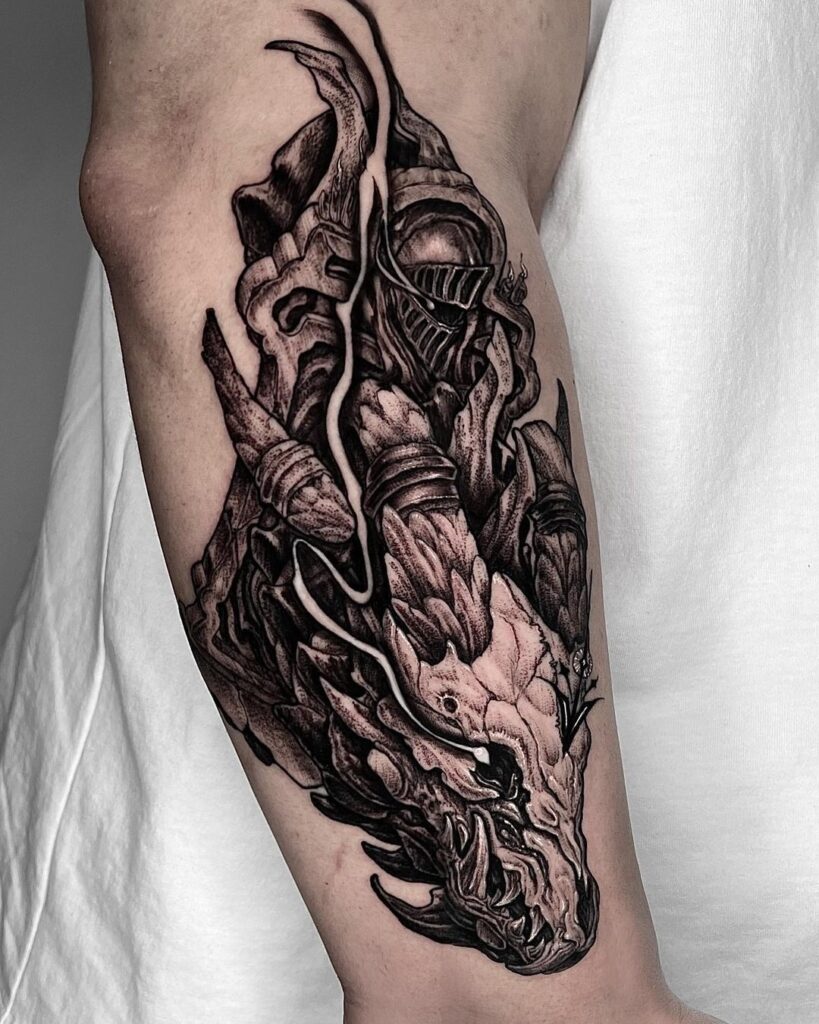 White Ink Skeleton Arm Tattoo